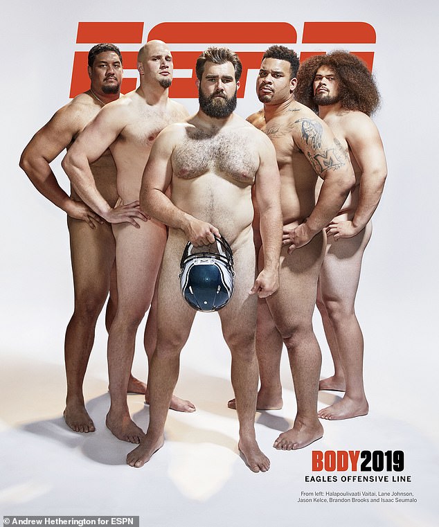 Kelce and the Eagles' offensive line was featured for ESPN The Magazine's 'Body Issue' in 2019