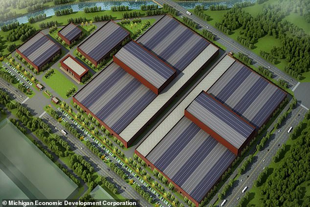 A rendering shows the planned Gotion battery factory in Michigan.  The company plans to invest $2.3 billion in the plant and create 2,350 new jobs
