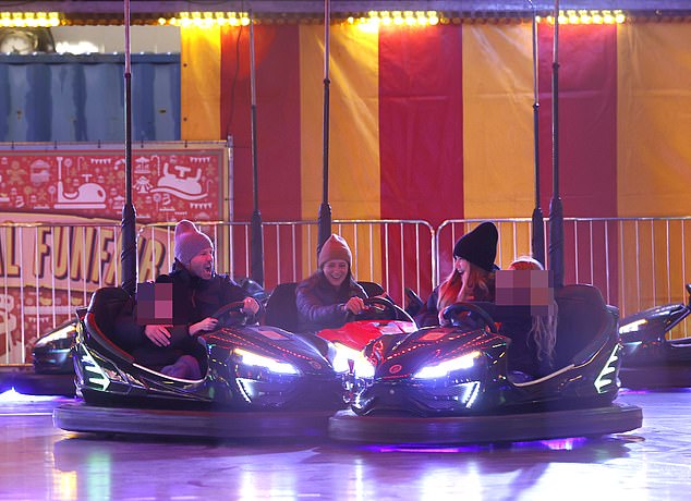 Letting go!  Rosie Huntington-Whiteley and her fiancé Jason Statham enjoyed a family evening with their children at Hyde Park's Winter Wonderland in London on Thursday