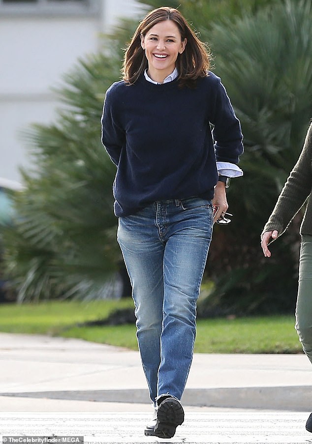 Hanging out: Jennifer Garner was in a good mood Wednesday morning as she stepped out in Los Angeles