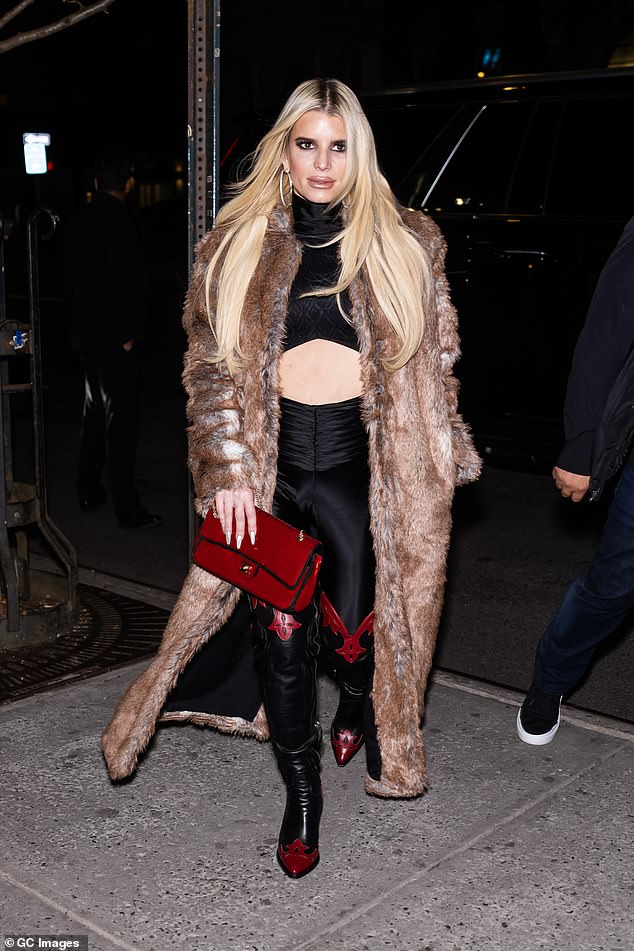 Jessica Simpson put on a sizzling show on Tuesday as she enjoyed a night out on the town in New York City