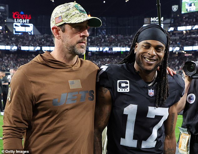 The New York Jets will once again be moving for Davante Adams (right) amid plans to reunite him with Aaron Rodgers (left)