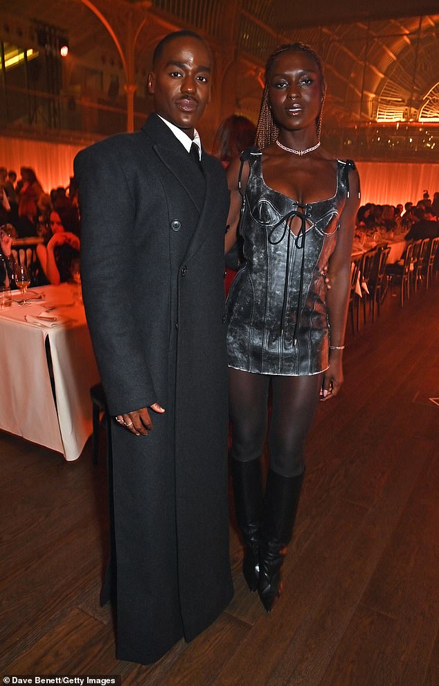 Pals: Jodie Turner-Smith appeared in good spirits as she reunited with Sex Education co-star Ncuti Gatwa at the GQ Men of the Year Awards in London on Wednesday