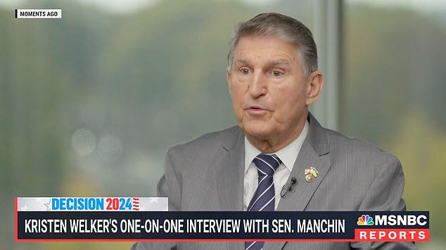 Democratic Sen. Joe Manchin said Wednesday he would 