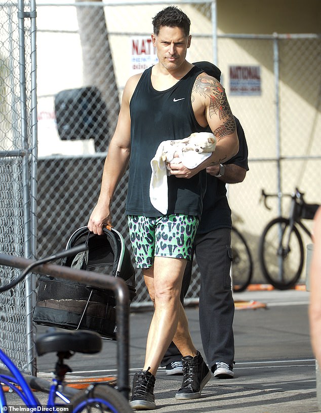 Fit shape: Joe Manganiello showed off his fit shape as he left the gym in Los Angeles on Sunday