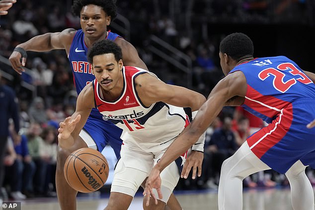 Wizards shooting guard Jordan Poole made a hilarious blooper in the win over the Pistons