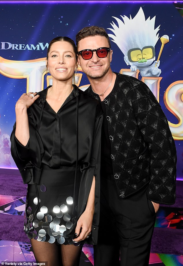 Justin Timberlake joined by wife Jessica Biel at Trolls premiere