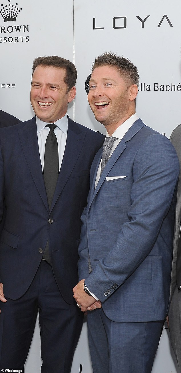 Karl Stefanovic (left) confirmed on Wednesday he has not reconciled with former boyfriend Michael Clarke (right) after becoming embroiled in the infamous Noosa brawl in December