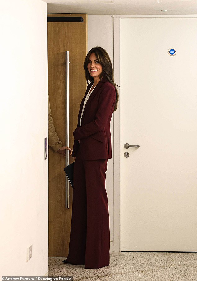 The princess looked effortlessly elegant in a maroon suit as she rehearsed her speech at a National Symposium reception