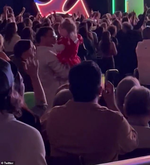 Support: The doting mom dedicated a song to her daughter, who sat in the audience with her dad for Katy's final Vegas show