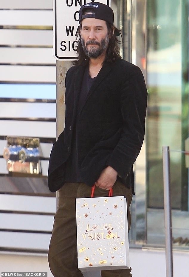 On the road: Keanu Reeves was spotted sporting a shaggy salt-and-pepper beard this week when he showed up in Beverly Hills