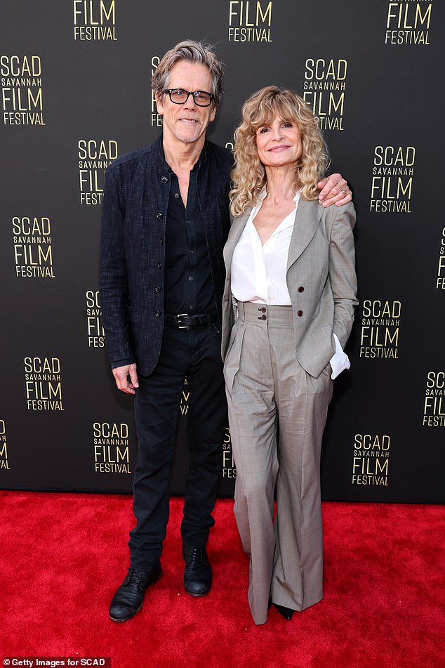 His beautiful wife: Bacon and Kyra Sedgwick attend the Red Carpet Day 3 during the 26th SCAD Savannah Film Festival on October 23 in Savannah, Georgia