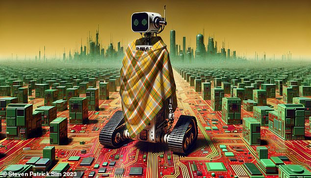 Mr. Sim also used ChatGPT to create sci-fi-inspired images of robots wearing the new Bean tartan 