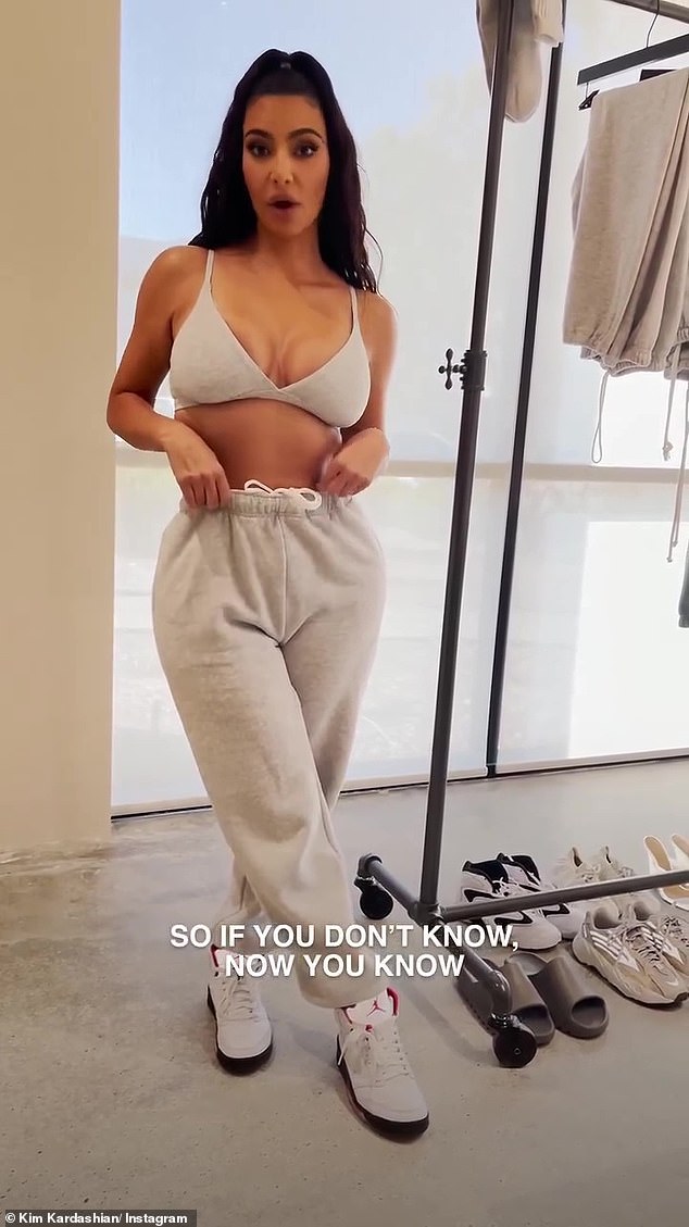 Busty: In the clip, the mother of four wore a plunging gray bra that showed off her ample breasts