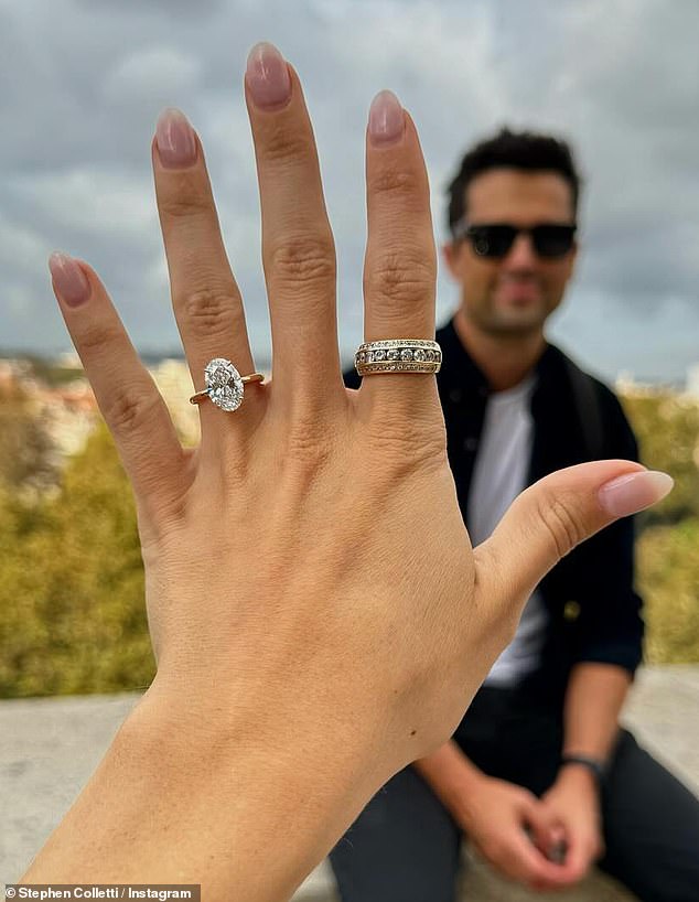 Sparkler: In a joint post, the 37-year-old former MTV personality and his journalist fiancée shared two photos from Rome, Italy