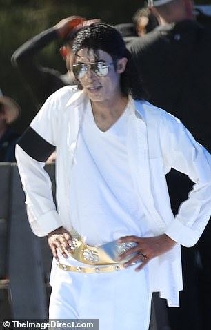 A Michael Jackson impersonator was spotted among the group