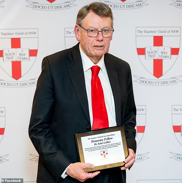 Dr.  John Collier (pictured), former headmaster of St Andrews Cathedral school, wrote in a newsletter that Paul Thijssen, who killed Mrs James, was a 'role model'