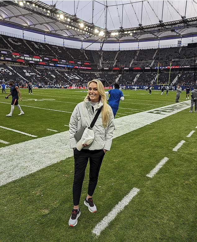 Lindsey Vonn shouted out Tom Brady while cheering on the Patriots in Germany on Sunday