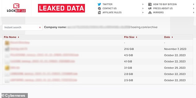 LockBit, a Russia-linked ransomware gang, has leaked sensitive files stolen from major US defense contractor Boeing