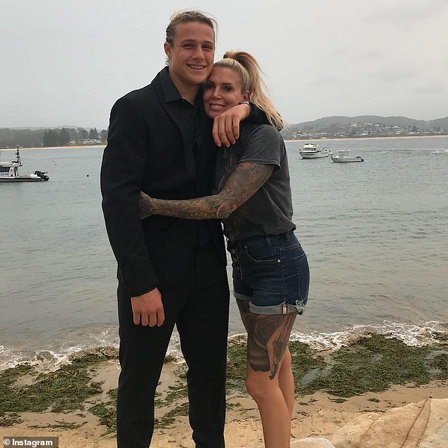 Logan Steinwede, 20, who dreamed of becoming a professional surfer since he was a young boy, was discovered by his grandparents on Monday morning after he committed suicide (photo with his mother Karina Foran)