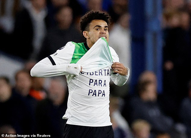 Luis Diaz unveiled a shirt calling for his father's freedom after scoring against Luton