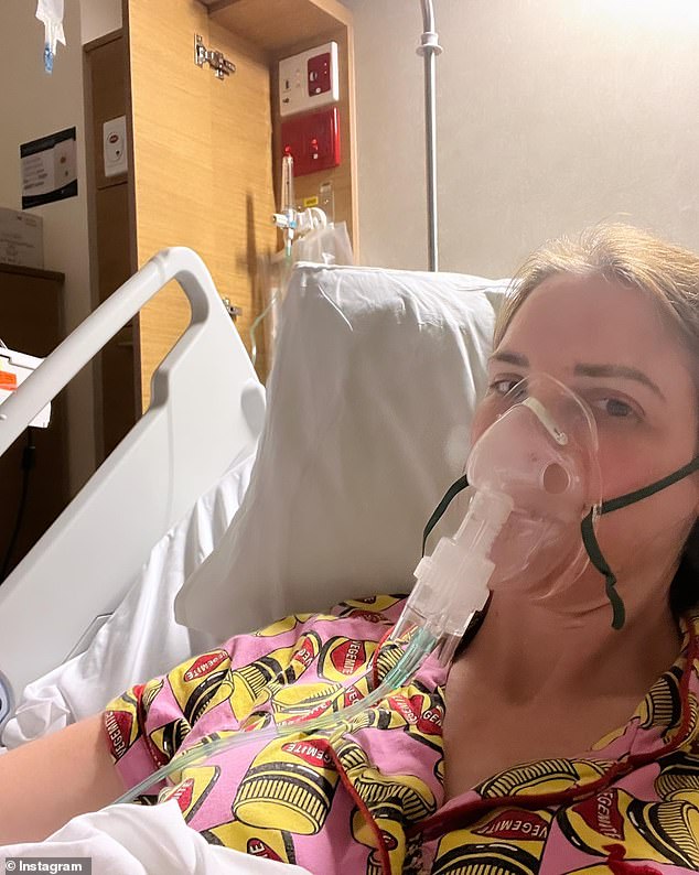 The 40-year-old businesswoman herself shared two photos on social media on Friday, showing her with a plaster around her neck and a respirator over her nose and mouth.