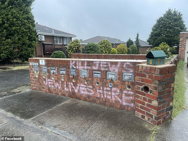 'Kill Jews' and 'Jew lives here' was written in pink on a row of letterboxes on Newport Road, in Clayton South, Melbourne, on Thursday