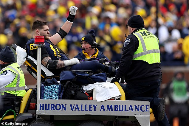 Zinter was carted off the field with a gruesome leg injury that didn't show up on the replays