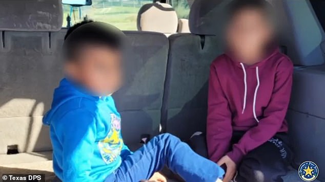 Migrants fleeing a Texas state trooper were captured on film leaving behind two children hidden in the trunk of a car