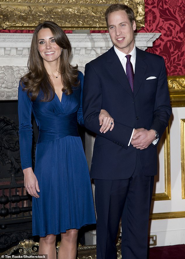 The King sweetly referred to the Prince and Princess of Wales in his keynote speech at a state banquet in Nairobi.  Pictured: Kate and William in November 2010, after announcing their engagement