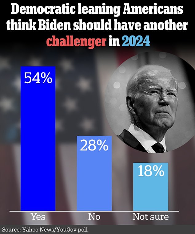 A majority of Democrats nationally said they want another Democrat to join the race to challenge President Joe Biden for the 2024 nomination