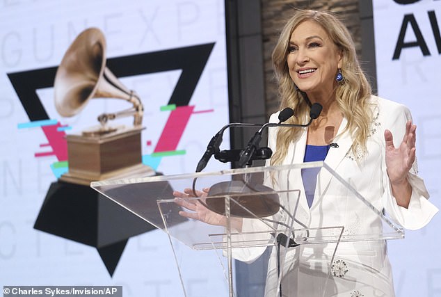 Former Recording Academy President and CEO Deborah Dugan is seen at the 62nd Grammy Awards press conference in New York in November 2019. She was fired in March 2020.