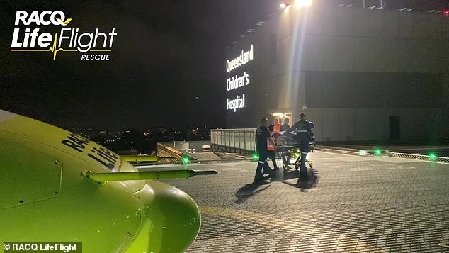 The boy, two, was flown by the RACQ LifeFlight rescue helicopter to Queensland Children's Hospital in South Brisbane on Wednesday evening in a critical condition.