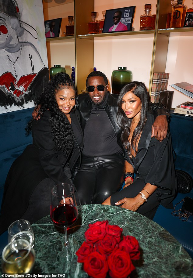 Congratulations!  Naomi Campbell joined Janet Jackson to celebrate P Diddy's birthday and new album launch on Thursday evening