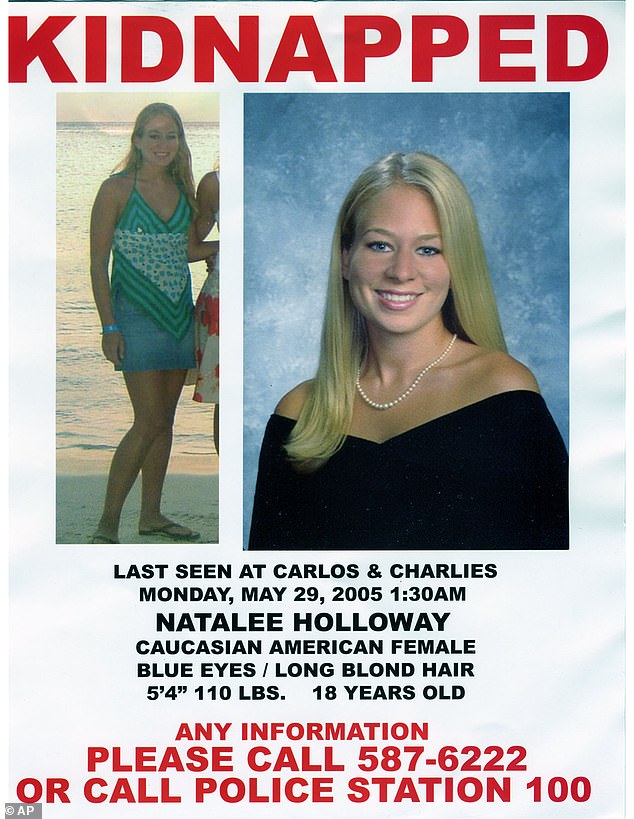 This poster was created and released by the Holloway family after she first went missing in 2005