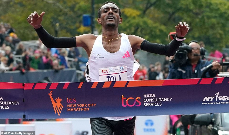 Tamirat Tola from Ethiopia is this year's winner of the New York City Marathon.  His time was 2 hours, 4 minutes and 58 seconds