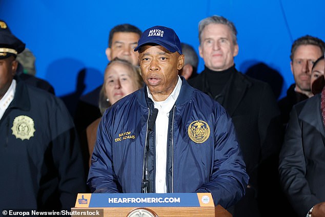 New York Mayor Eric Adams last night during a press conference in Manhattan