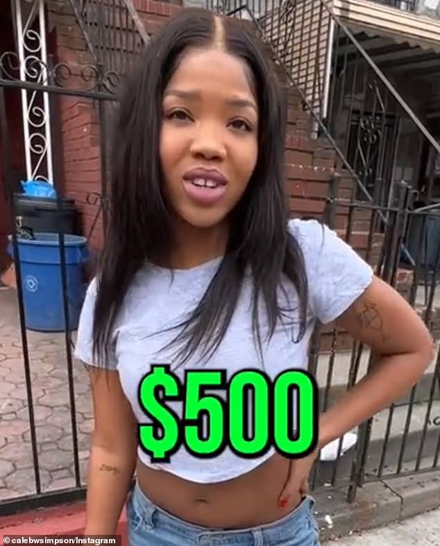 Egypt Mayo, 22, was paying $500 a month for her studio apartment in New York City when she was visited by TikTok sensation Caleb Simpson