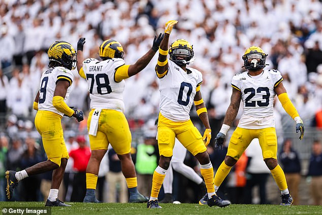 The Michigan Wolverines defeated Penn State on Saturday without their coach Jim Harbaugh