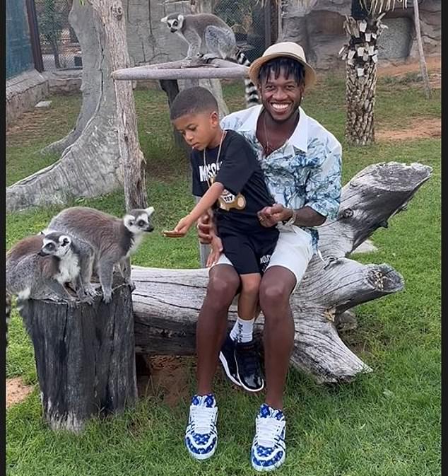 Former Man United midfielder Fred shared a video of him with his son at the Fame Park zoo in Dubai