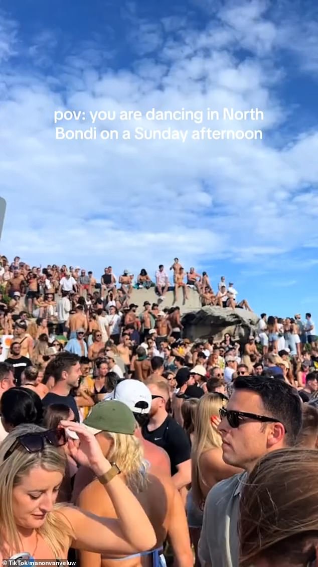 Hundreds of partygoers gathered at the Ben Buckler Reserve, North Bondi, for a rave on Sunday afternoon