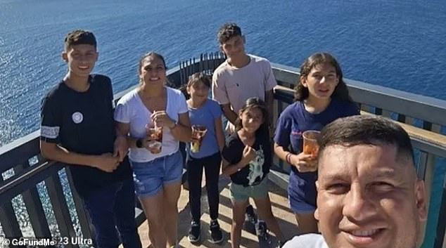 Arlette, 9, died after a metal fence fell on her while she was at school.  She helped close it at the time.  She is pictured here with her family, who have set up a funding page for funeral costs