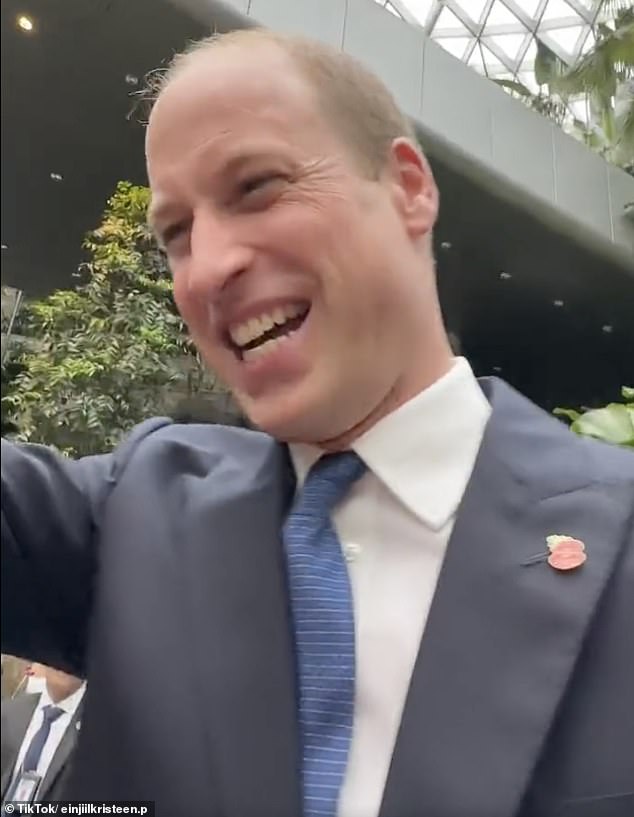 Prince William apparently blushed after a royal fan called him 