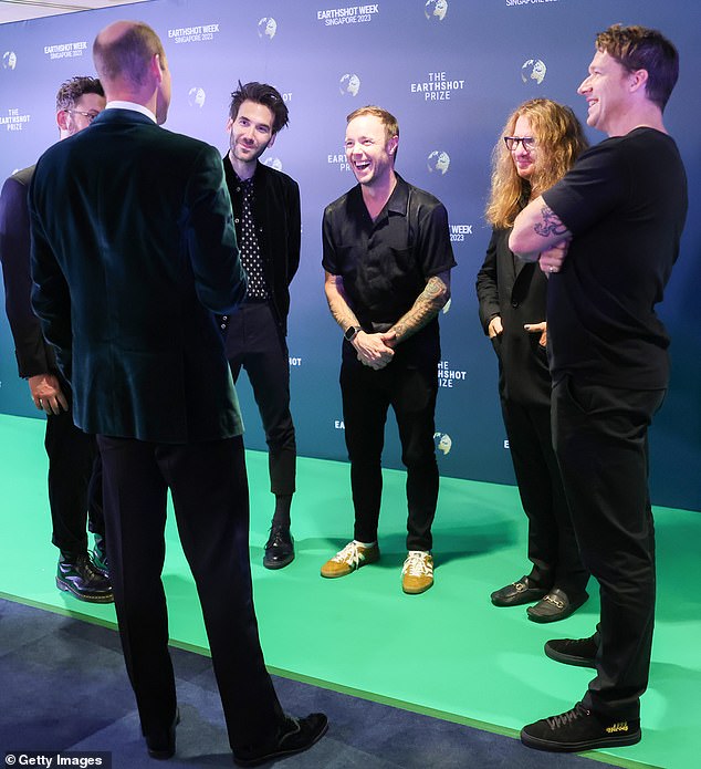 American pop rock band OneRepublic looked entertained as they spoke to William before the event