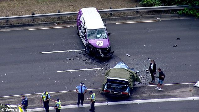 A Ford Falcon and a Volkswagen van collided around 1:30 p.m.  The Ford driver, in his 60s, died at the scene