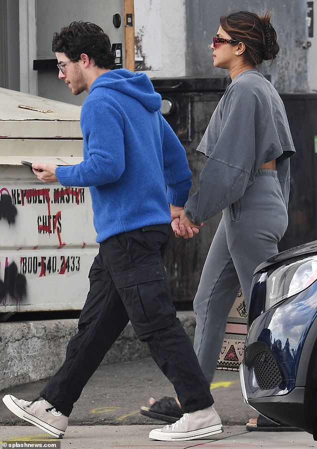 Lunch date: Priyanka Chopra and Nick Jonas took time out from the glamorous celebrity lifestyle to have lunch at Petit Trois in Sherman Oaks, California