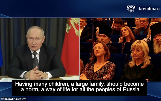 Putin called on citizens at Russia's World Council on Tuesday to have more children