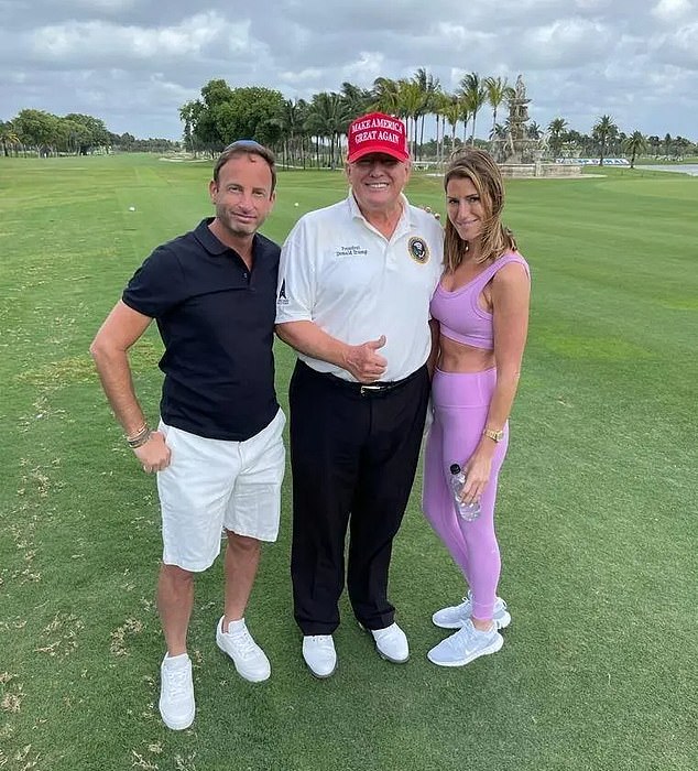 New details have emerged about Donald Trump's decision to commute the sentence of a prolific drug dealer on his final day in office.  (Pictured: The former president with convicted dealer Jonathan Braun, 40, and Braun's wife Miriam at Trump's golf course in Florida, April 2022)