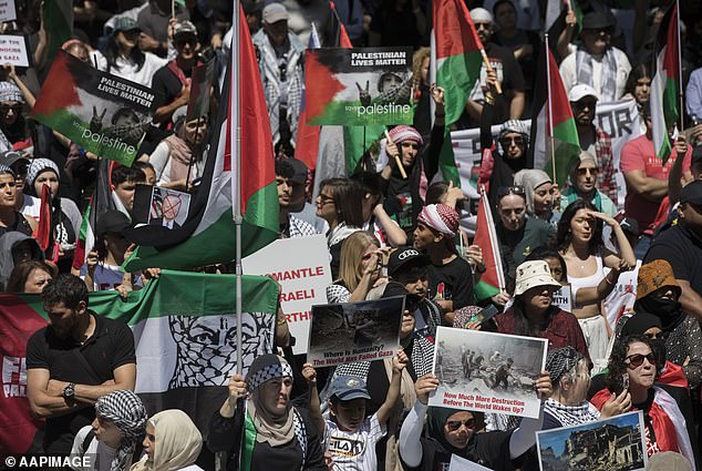 Protesters gather in Sydney to call for an end to bloody fighting in Gaza, where Israel has launched a full-scale assault