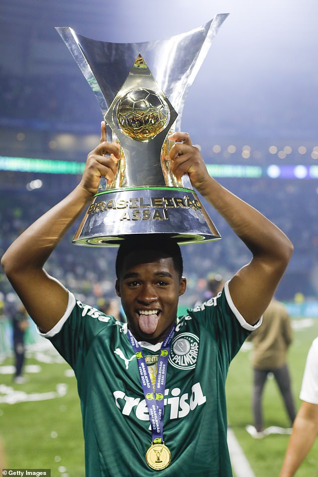 Brazilian sensation Endrick (above) helped Palmeiras win the Brazilian title last season